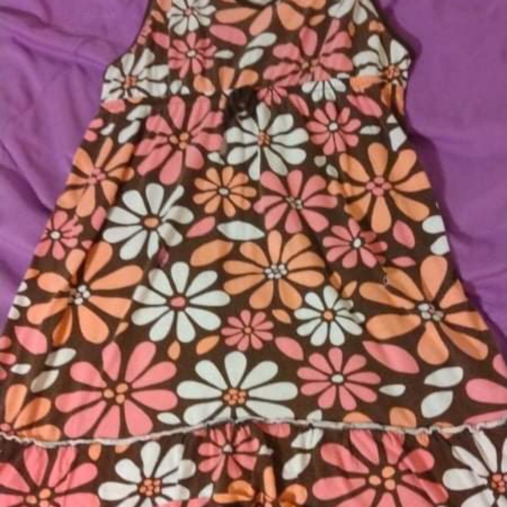 Flower print pink,white,and brown pj dress